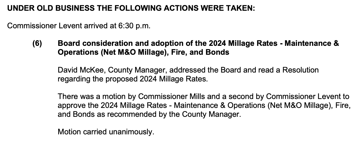 2024 millage rate vote