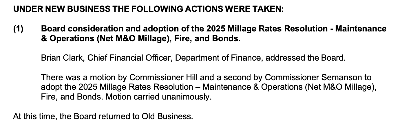 2025 millage rate vote